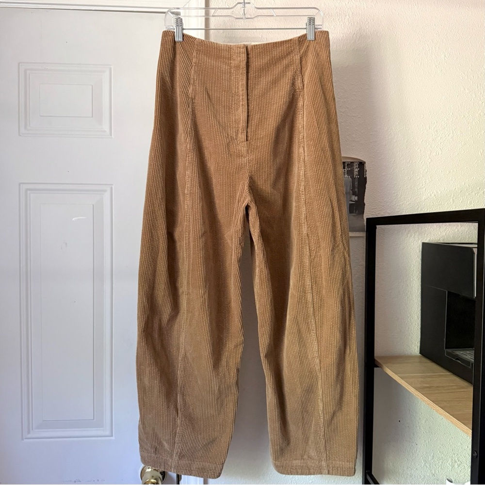CREATURES OF COMFORT tan brown corduroy‎ balloon barrel wide pants